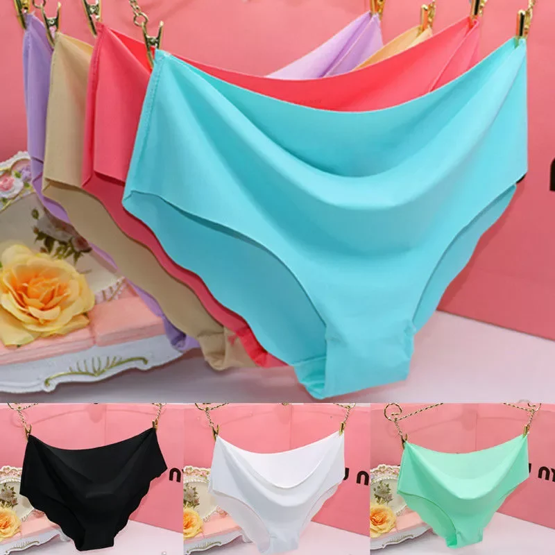 New in Pcs/set  Solid Ladies Women Seamless Panties Ice Silk Underwear G String Panties Sexy Underwear Panties Comfortable Breat