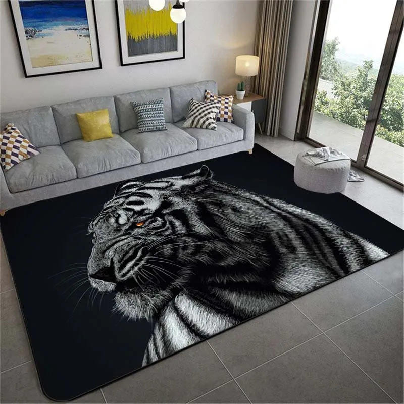 

3D Leopard Tiger Lion Cat Non-slip Area Rugs Large Mat Rugs for Living Room Comfortable Carpet Soft Floor Mat Rugs for Bedroom