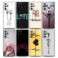 nurse heart and stethoscop phone case for samsung note 8 note 9 note 10 m11 m12 m30s m32 m21 m51 f41 f62 m01 soft silicone