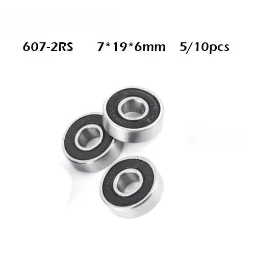 

WHUZF Free Shipping 5/10pcs 607RS Deep Groove Ball Bearing ABEC-1 10PCS 7x19x6 mm Miniature 607 2RS Ball Bearings 607-2RS EMQ Z2