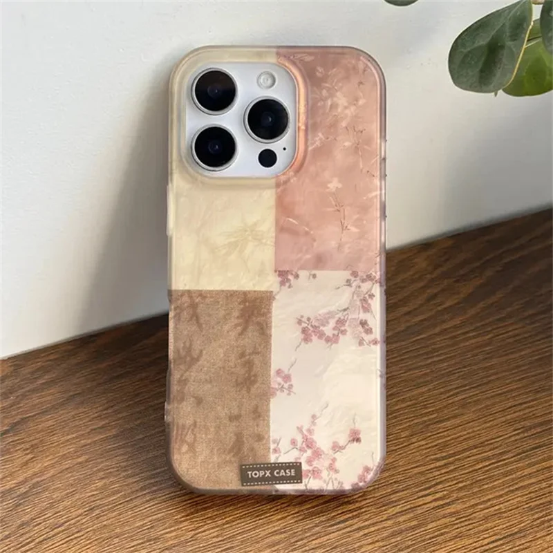 Фото Противоударный чехол для iPhone 16 Pro Max, 17, 15, 14, 13, 12, 11, XS Max, X, XR, 7, 8 Plus, SE2, 16 с цветочным пэчворк-узором «Вихрь» №2