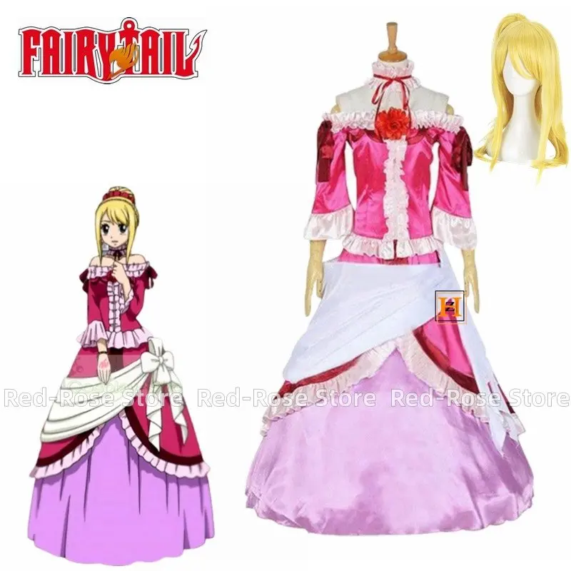 

Косплей-костюм Люси из аниме «Волшебный хвост», розовый, привлекательный парик любого размера, костюмы на Хэллоуин