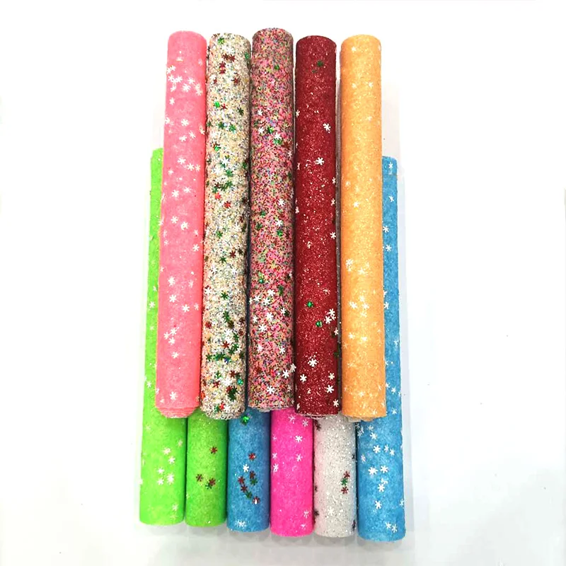 

XHT Snowflake Multicolored Chunky Glitter Artificial Leather Fabric for Christmas Decoration/Craft/Shoe