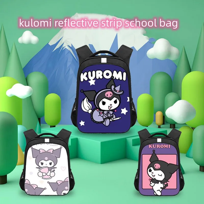 

Cute Kuromi Backpack Cartoon Animation Around Creative Trend Student Polyester Large-Capacity Reflective Strip Schoolbag