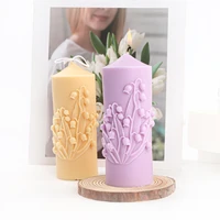 cylinder anaglyph beautiful flower convallaria majalis silicone candle mold craft plaster fondant making handicrafts mould
