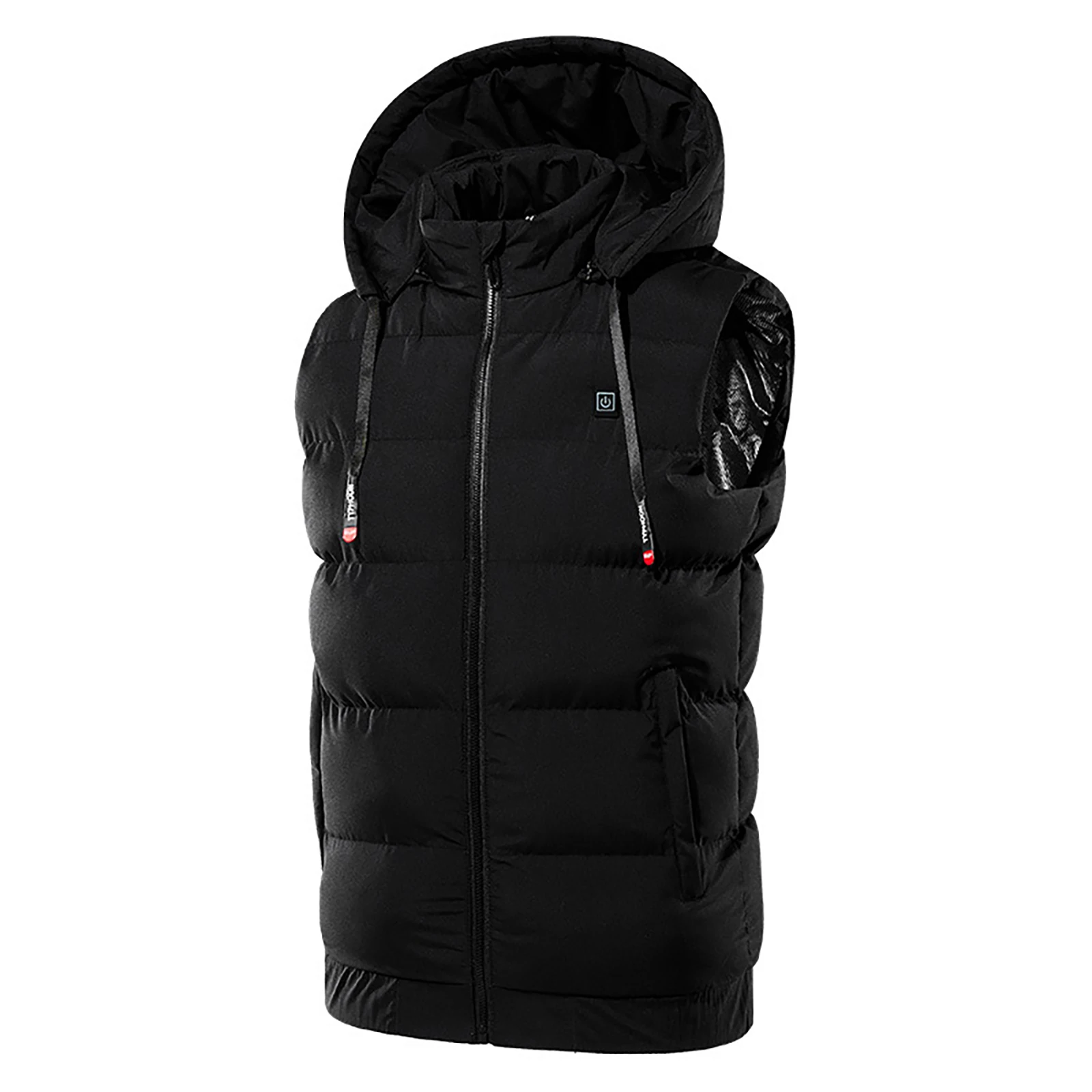 

Hooded Heated Vest For Men Winter USB Electric Heating Jacket With Stand Collar 3 Heating Setting Hooded Fever Vest