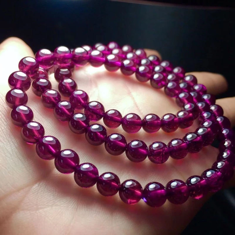 Natural Purple Garnet 3 Laps Beads Bracelet Jewelry Women Men 5mm Purple Garnet Crystal Round Bead Healing stone AAAAAA