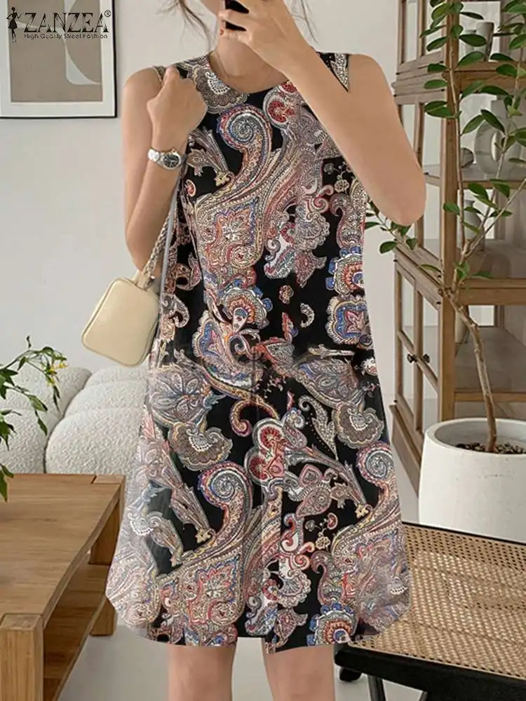 Женское платье ZANZEA богемный принт