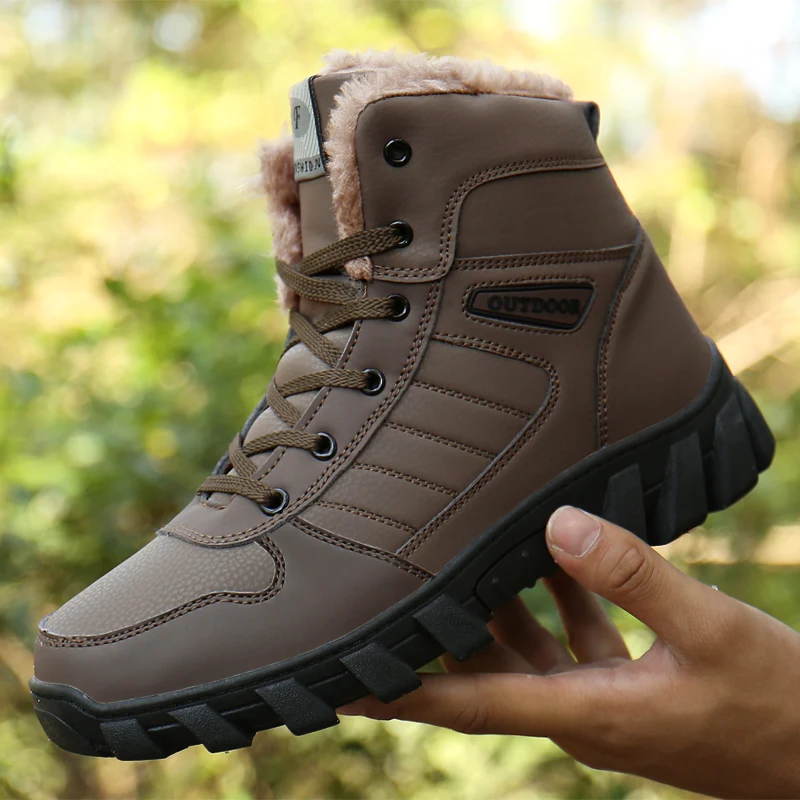 High Top winter Boots For Men Leather Hunting Tourism Mountain Shoes Waterproof Man Hiking Boots Lace Up Trekking Tactical Shoes