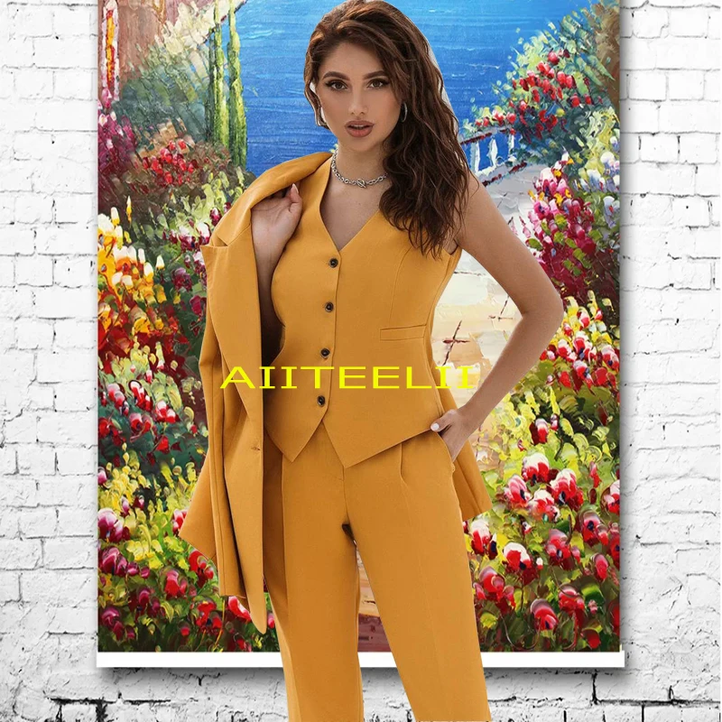 2022 Women's Suit Formal Business Pants Set 3 Piece Work Wear Slim Fit Blazer+Pants+Vest костюм женский enlarge