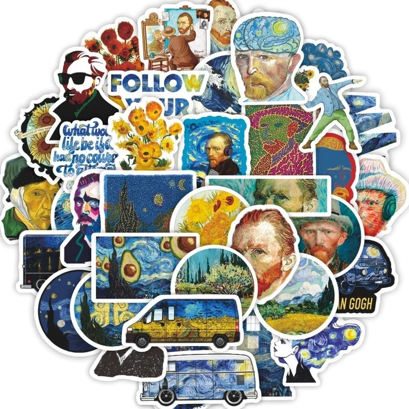 

50PCS Classic Art Meets Van Gogh Graffiti Stickers Luggage Notebook Cup Decorative Stickers DIY Stickers Wholesale Fashion