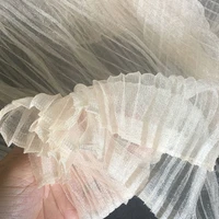 pearlized shiny pleated tulle fabric crinkle sheer mesh net fabric for wedding dressshirtsveilsdecorwhitegreychampagne