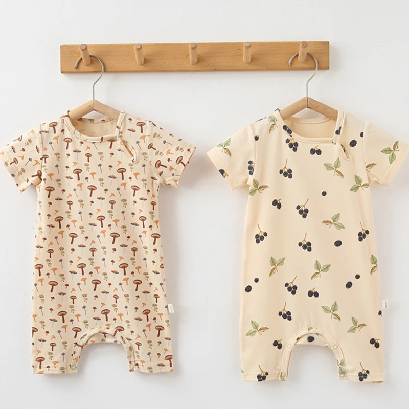 Korean Style Infant Baby Boys Girls Jumpsuit cotton  Short sleeve  printing Toddler Baby Boys Girl Romper Baby Girls Clothes