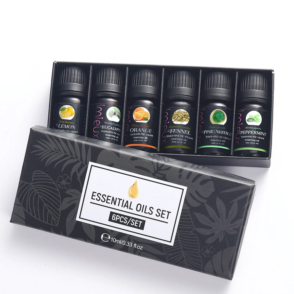 

6pcs 1box 10ml Plant Aromatherapy Essential Oil Set of 6 Pieces Essential Oil Single Prescription Essential Oil Oil Solubility