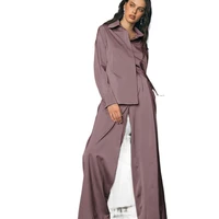 satin home wear suit spring brown long sleeve 2 piece top and pants women sets loose casual summer trousers set ladies