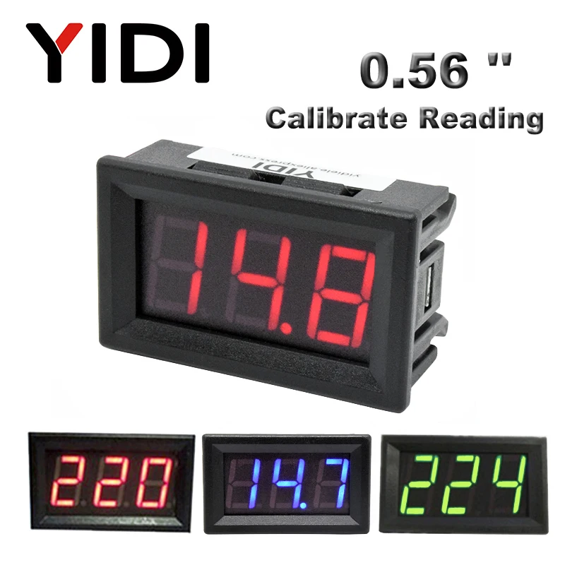 AC 30-500V AC 0-600V 0.56'' Digital Voltmeter calibrate reading DC 3.5-30V DC 0-100V Red Green Blue LED display voltage meter