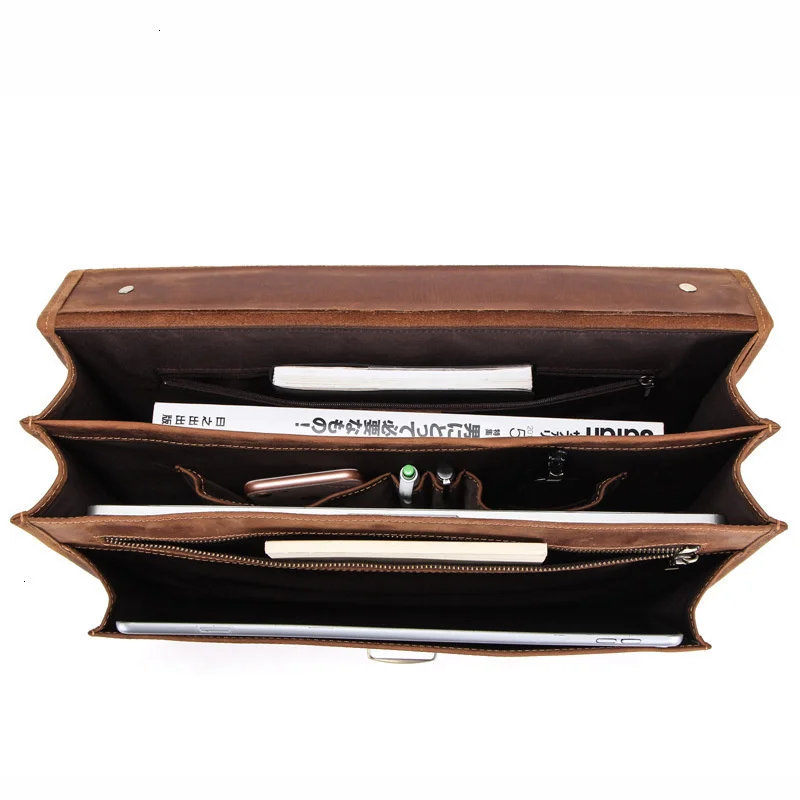 Men Luxury Business Cowhide Briefcases Genuine Leather Crossbody Messenger Handbags High Capacity Computer Single Shoulder Bag