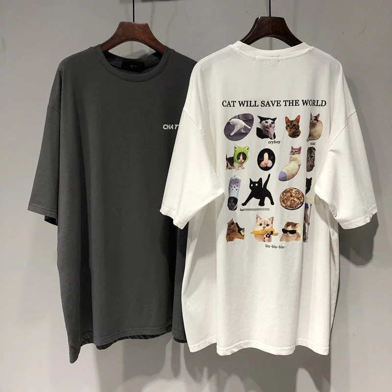 

4Xl Cotton Short Sleeved T-shirt Dress Women's Large 2022 Summer Back Cat Pattern Thin Loose Fashion Top Tees T Shirts Female