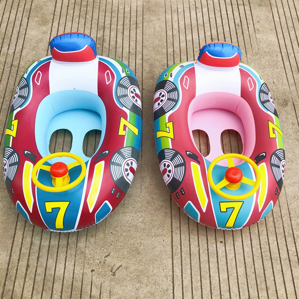 

Kids Car Modeling Inflatable Swimming Ring Floating Ring with Steering Wheel Swimming Safe Raft Seat Summer Pool Accessory