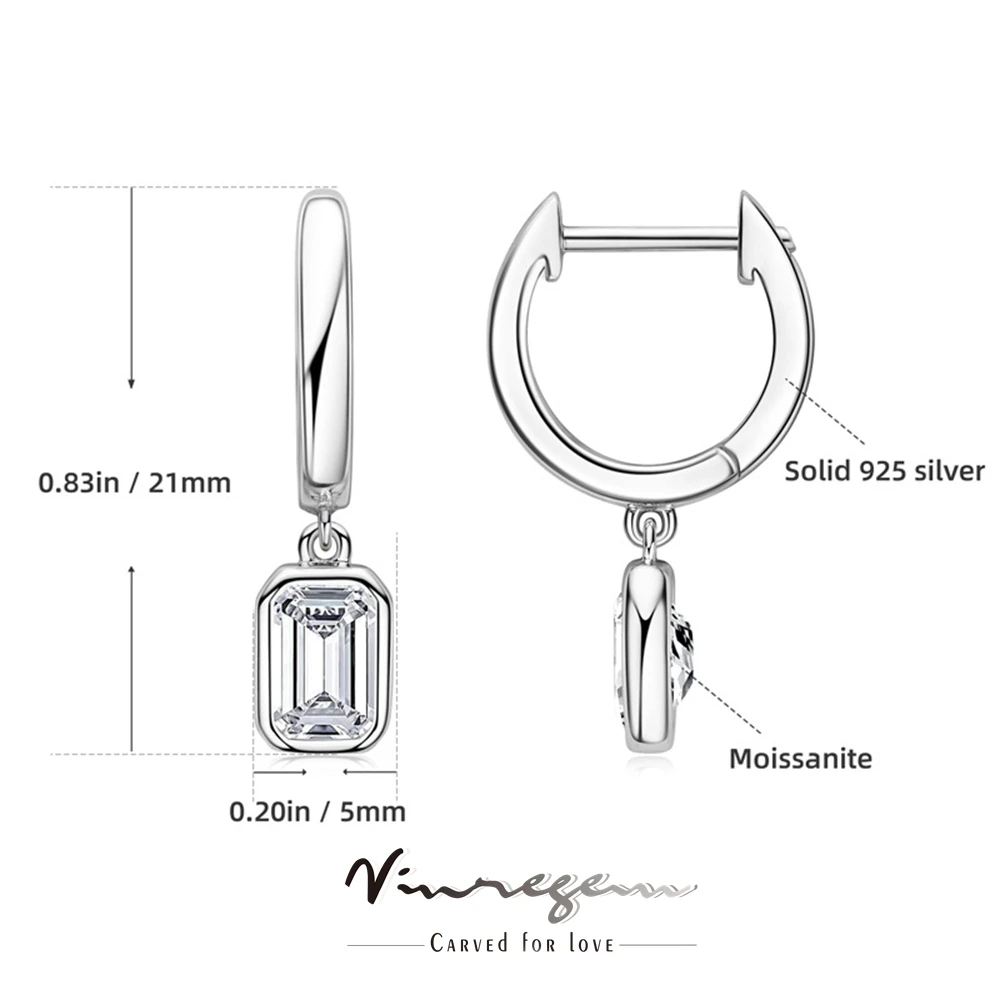 

Vinregem 925 Sterling Silver 18K White Gold Moissanite Pass Test Diamond Hoop Earrings Fine Jewelry For Women Gift Drop Shipping