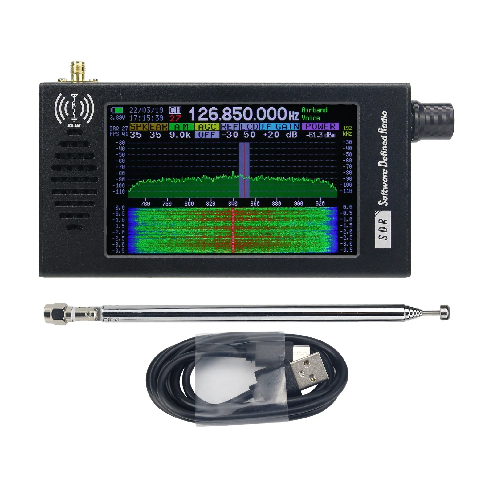

Software Defined Radio SDR Radio Receiver DSP Digital Demodulation CW/AM/SSB/FM/WFM w/ 4.3" IPS LCD