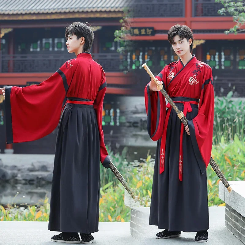 Мужское платье Hanfu с традиционной китайской вышивкой мужской костюм Untamed красная