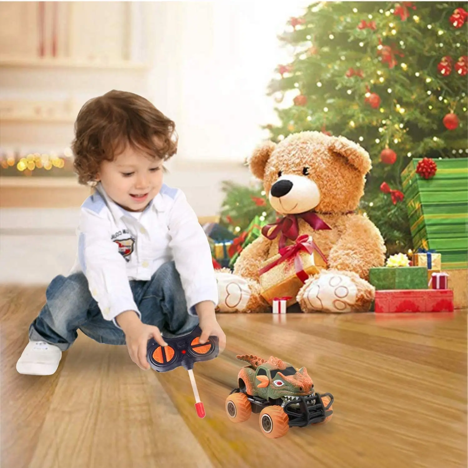 

3 Year Old Boy Dinosaur RC Car, Climbing Road Crash Resistant Kids RC Racing Dinosaur Jurassic Truck, Gift Monster RC Truck Toy