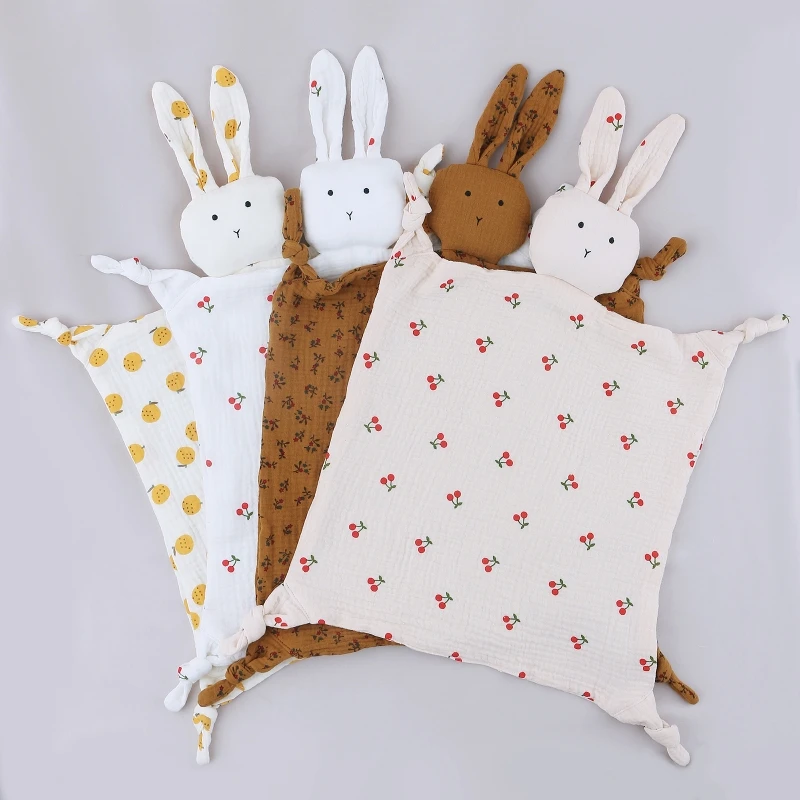

Baby Appease Towel with Stuffed Rabbit Shape Soft Cotton Soothe Infants Comfort Sleeping Nursing Cuddling Blanket Toys