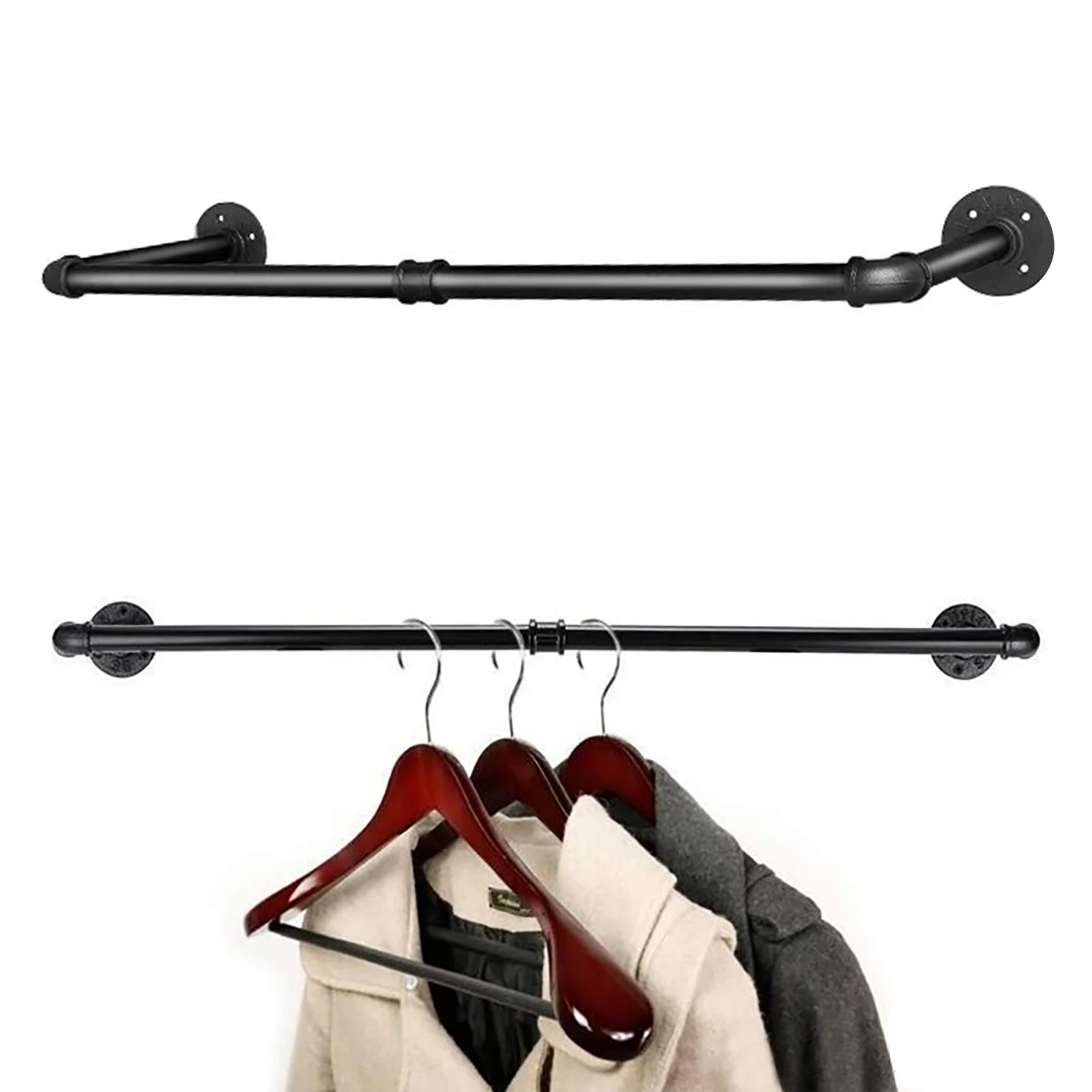 

Bathroom Towel Holder Vintage Home Use Garment Accessories Industrial Pipe Stable Hanging Rail Heavy Duty Wall Mounted Wardrobe