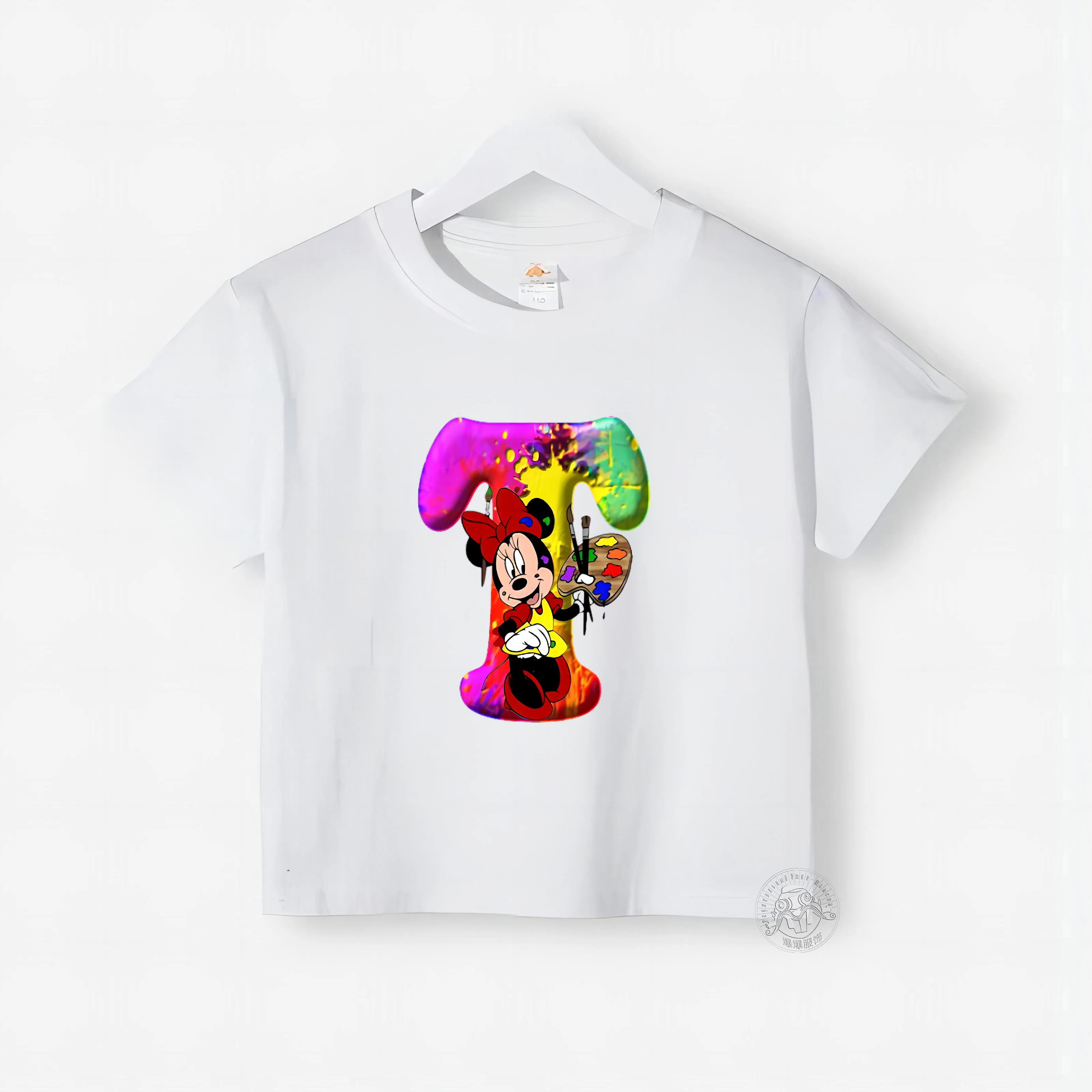 Футболка с коротким рукавом и круглым вырезом для мальчиков девочек из 100% хлопка