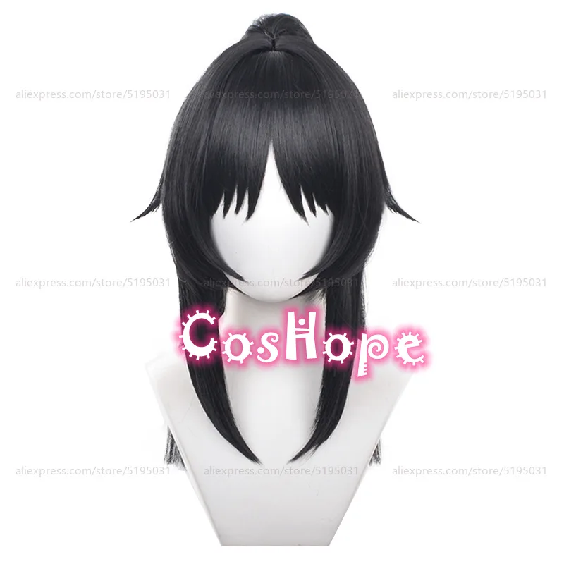 Парик для косплея Nekomiya Mana длинные волосы 50 см с хвостиком черный парик косплей