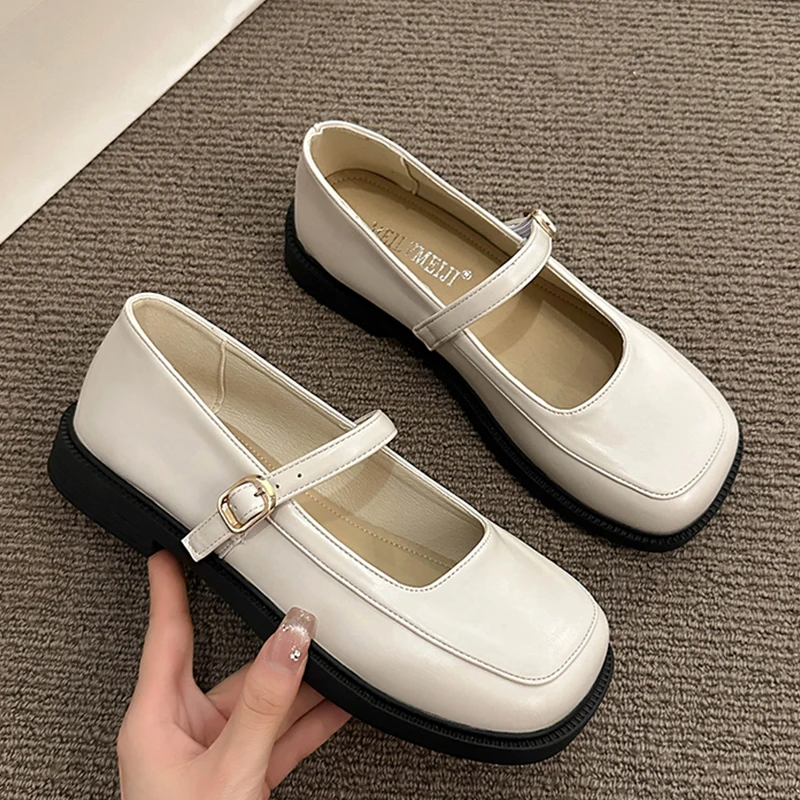 

Туфли женские рабочие с пряжкой из ткани «Оксфорд», удобные босоножки Джейн на платформе, квадратный носок, Лолита, осень 2023