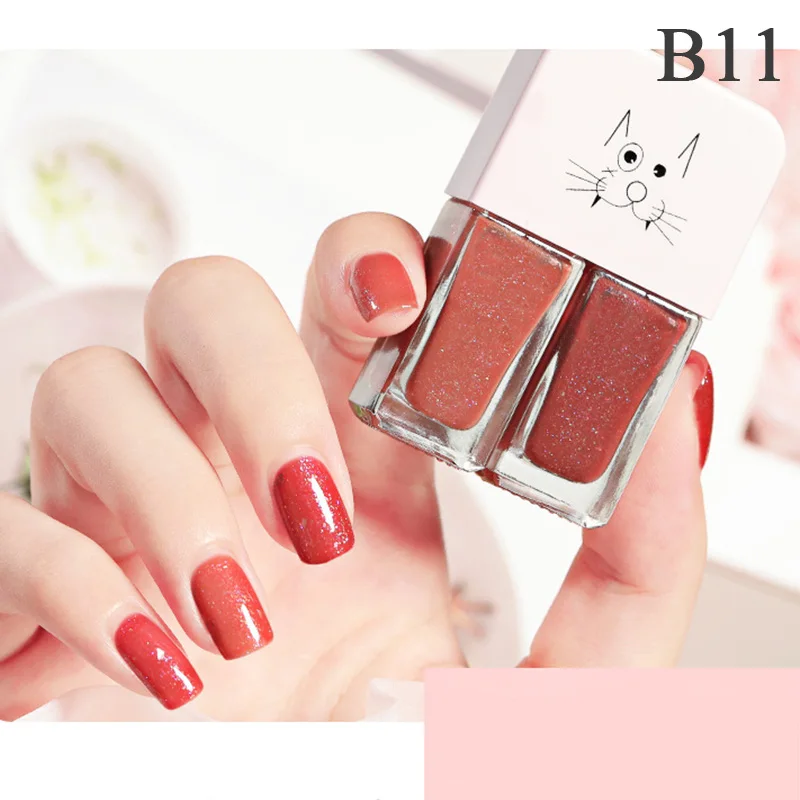 nail gel polish Double bottle Nail Polish Pink Blue Shining Glittering Art Quick Dry Long Lasting Decoratio |