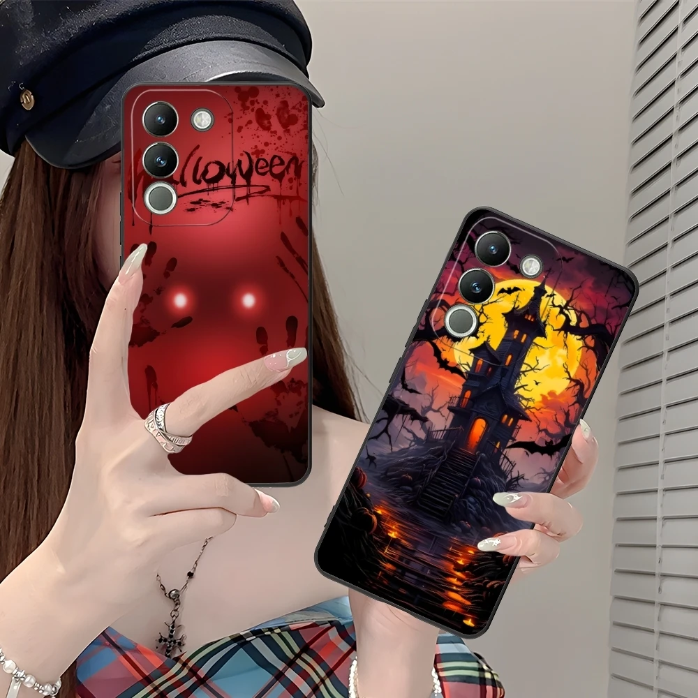 Halloween Pumpkin Mobile Cell Phone Case for VIVO Y95 Y93 Y31 Y20 V19 V17 V15 Pro X60 NEX Black Soft Cover Shell
