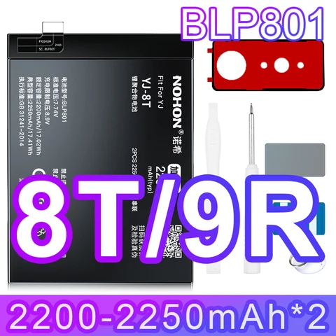 Сменный аккумулятор NOHON для OnePlus 7T 8T 9RT 10T 12 11 9 8 7 6T 6 5T 5 7TPro, аккумуляторы BLP801 BLP685 BLP745 BLP743