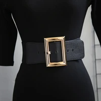 luxury square buckle belt retro elastic waistband ladies wide fashion suit coat girdle dress decoration waist belt women gift