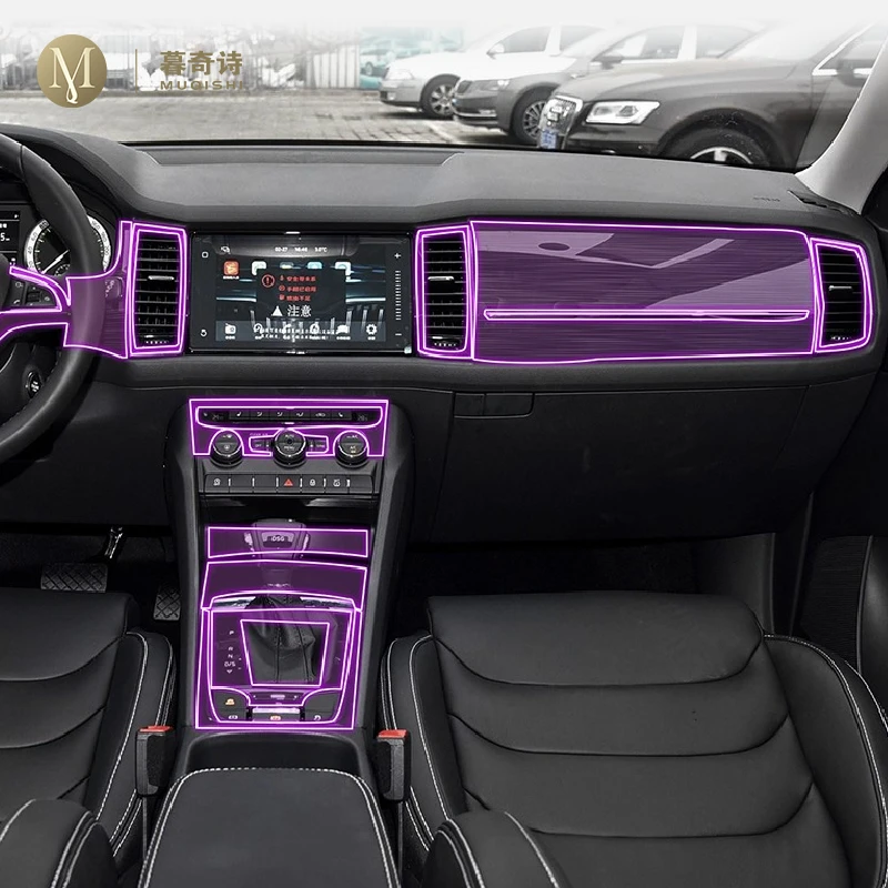 

For Skoda Kodiaq GT 2017-2023 Car interior accessories film transparent TPU console Anti-scratch resist film Radio display Film