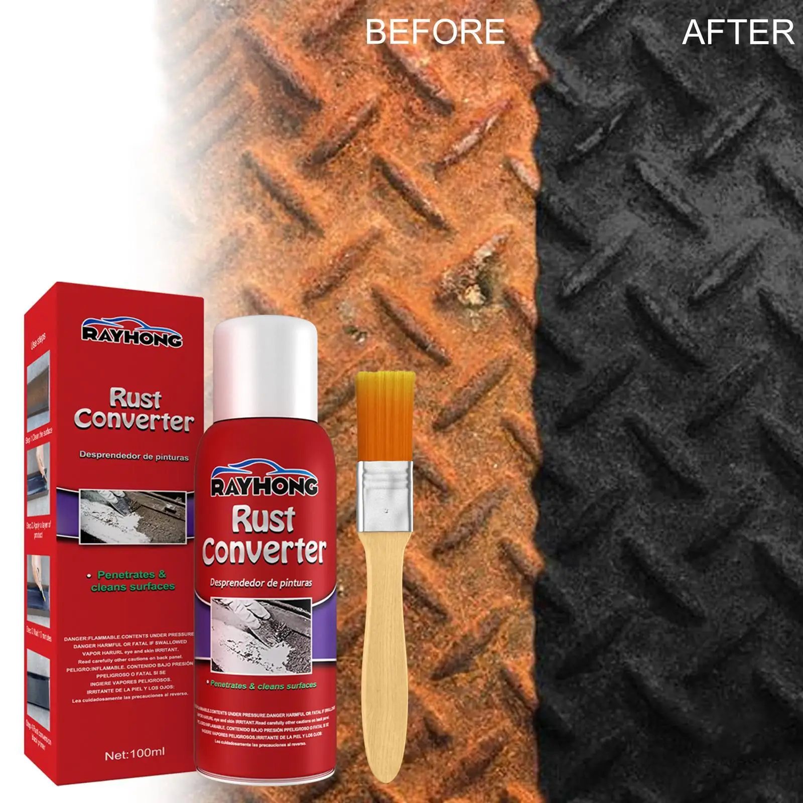 

100ML Rust Converter Water-Based for Car Anti-Rust Chassis Primer Iron Metal Surface Clean Repair Protect Rust Remover Deruster