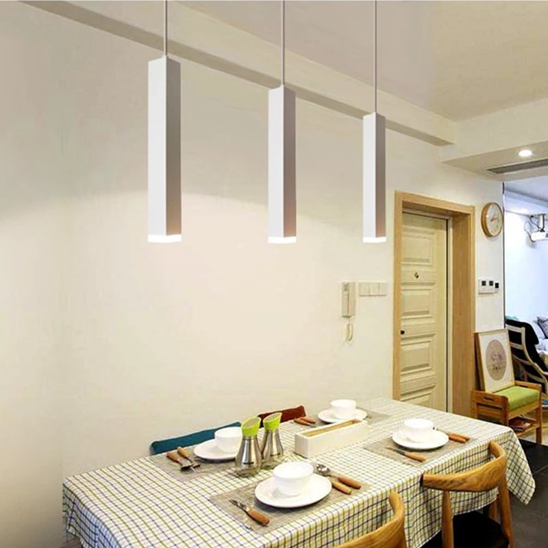 

Dimmable Square Led Pendant Light Aluminum&Metal 12W Hang Lamp Dining/Living Room Bar Cafe Droplight Fixture