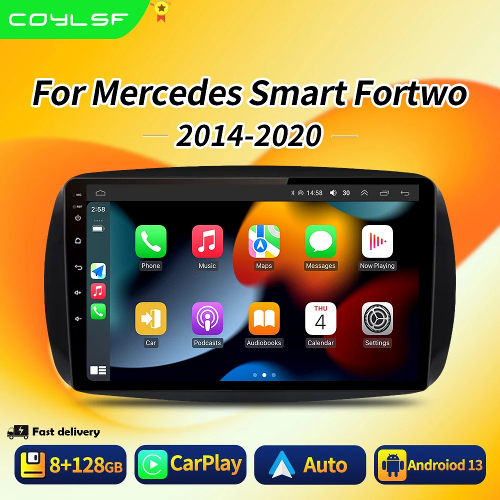 Автомагнитола для Mercedes Benz Smart 453 Fortwo 2014-2020 Android мультимедийный видеоплеер GPS