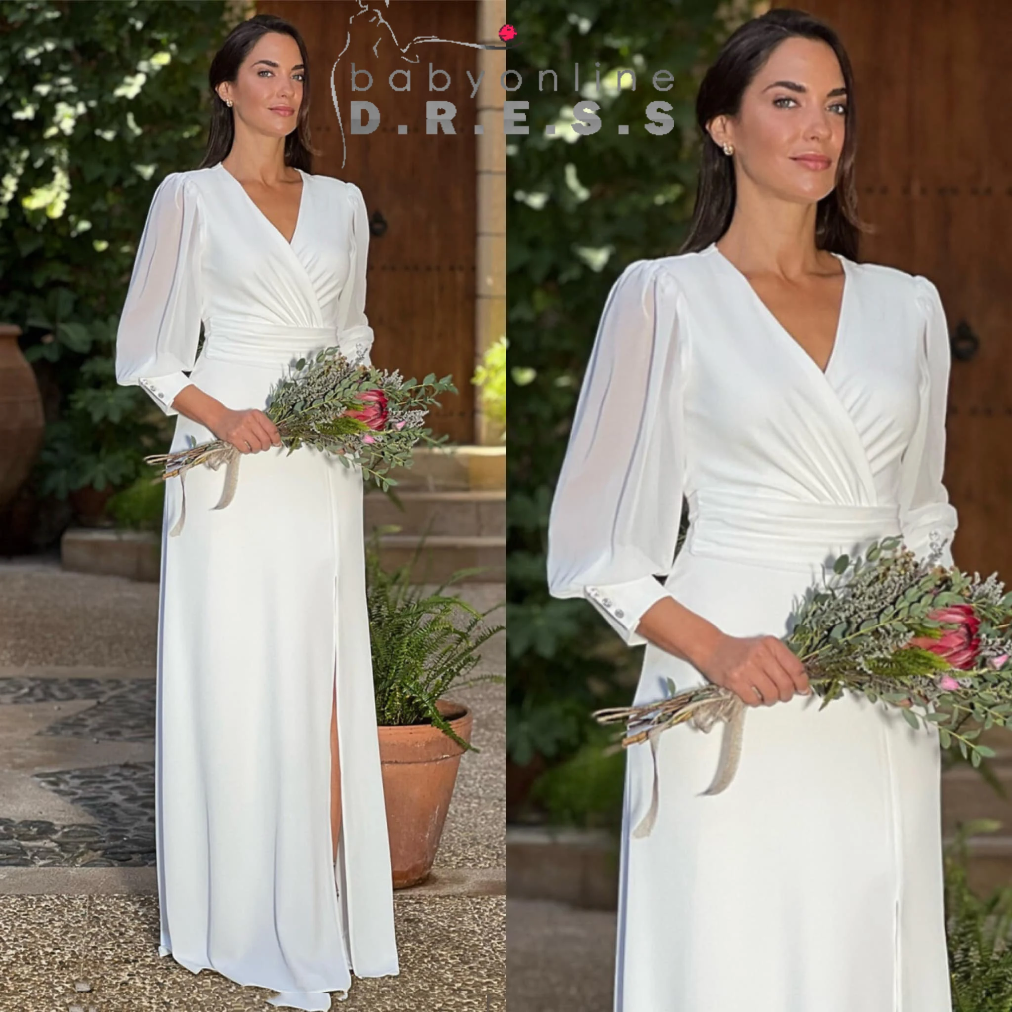 Женское свадебное платье с V-образным вырезом без рукавов