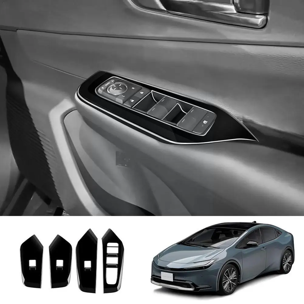 

For Toyota Prius 60 Series 2023 2024 Interior Car Carbon Window Armrest Cover Panel Fiber Lift Glass Door Trim Switch Butto B7T6