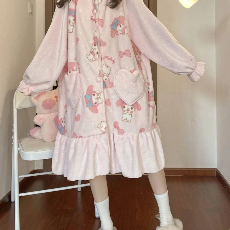 Пижама женская зимняя бархатная с длинным рукавом и надписью My Melody