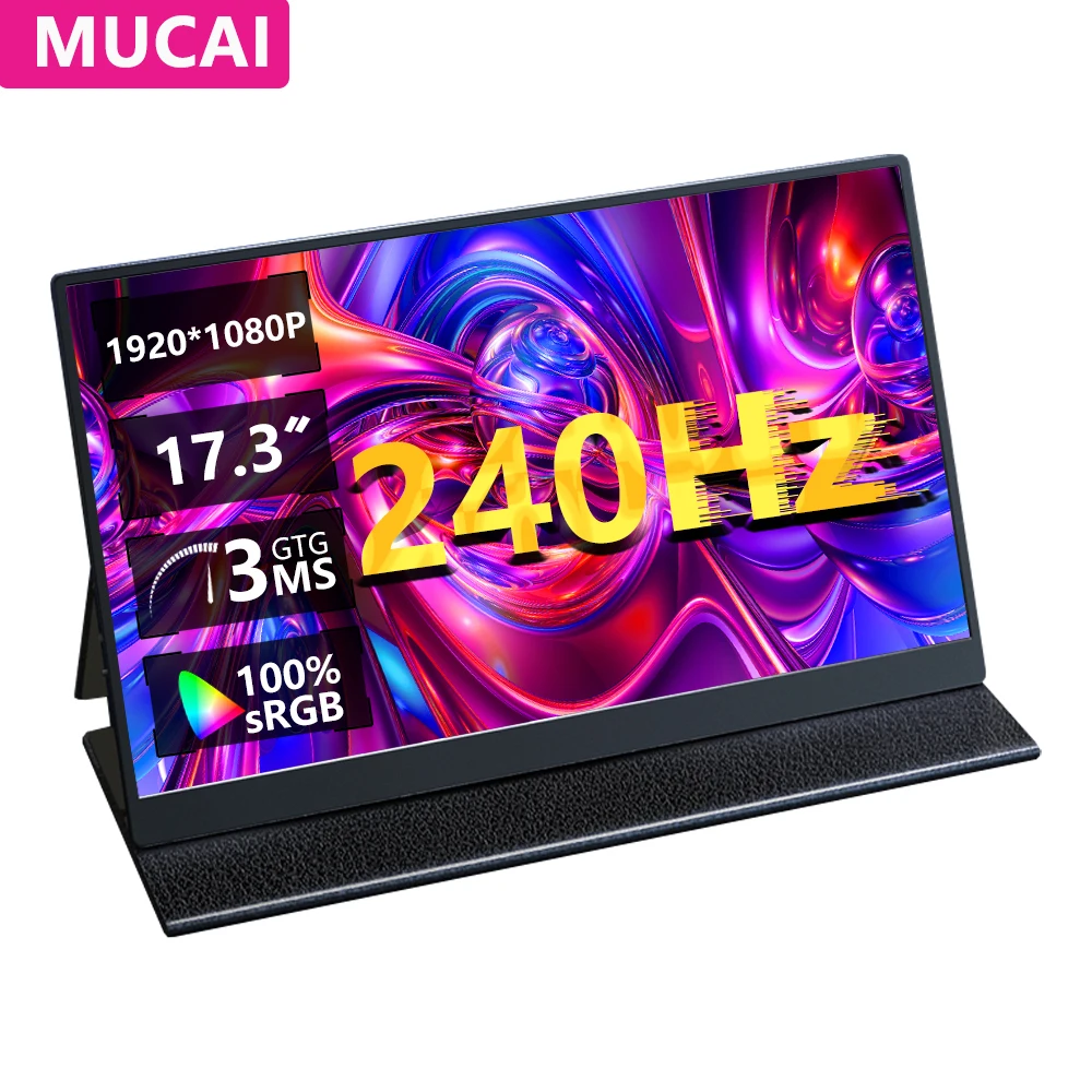 

MUCAl 17.3 inch Portable 240Hz Monitor Travel Gaming FHD 1920*1080 Display Screen for Laptop Phone Switch ps4 ps5 XboX MacBook