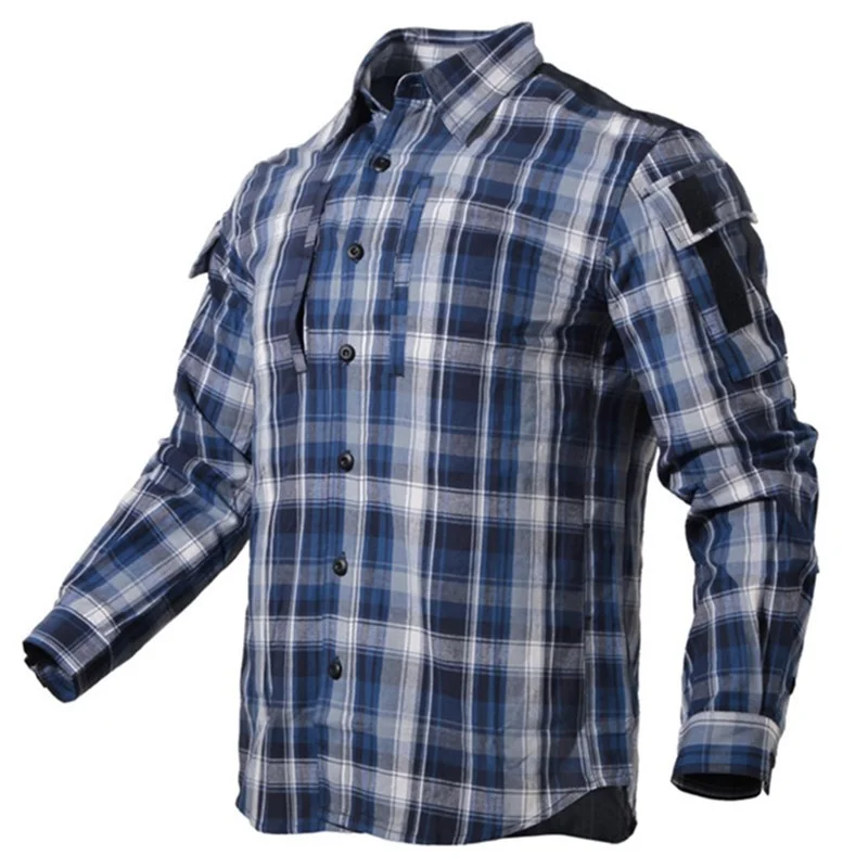 

Male Plaid Tactical Shirt Spring Men Women Training Military Combat Clothes Outdoor Camping Fishing Hunting Climbing Top Camisas