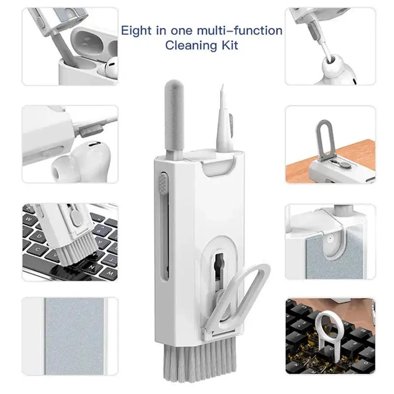 

8 in 1 Laptop Keyboard Cleaning Kit Wireless Headset Cleaner Brush Kit Earphone Camera Phone Computer Keyboard Cleaning Kit
