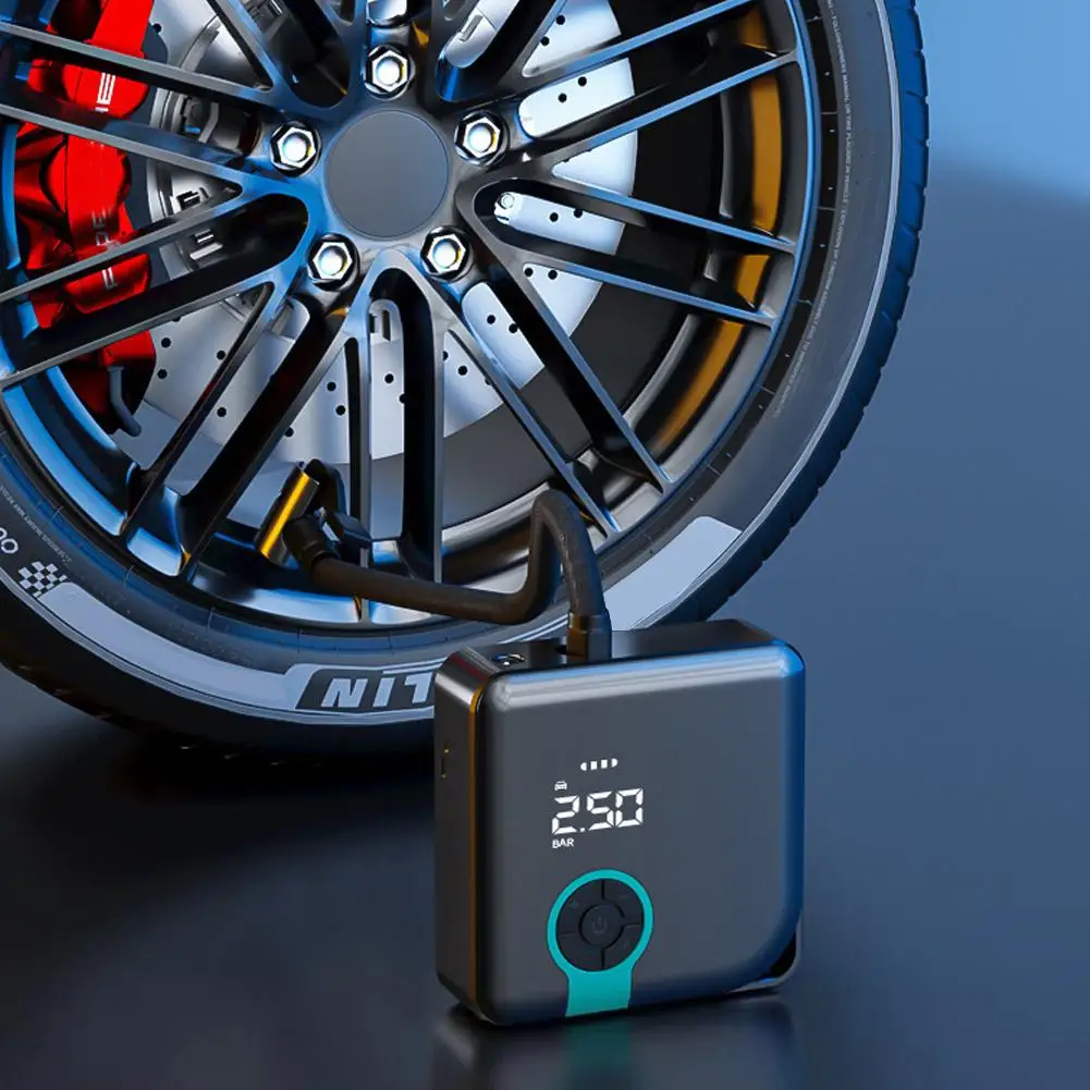 

Car Inflatable Pump Portable Mini Bicycle Pump With Wireless Light Compressor Air Accesories MTB LED Bicycle A4T7