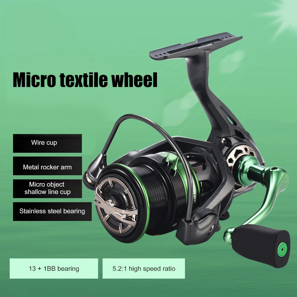 

1000-4000S Metal Lure Spinning Fishing Reel 5.2/1 Speed Ratio 13+1 Ball Bearing Fixed Spool Reels Outdoor Fishing Accessory