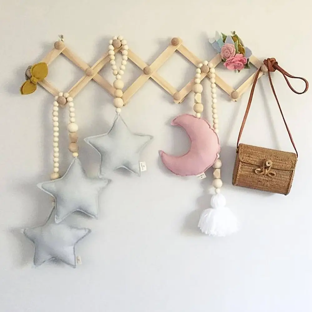 

Natural 1Pcs 10 Hooks Adjustable Expandable Wall Mounted Clothes Hanger Coat Rack Wall Hook Home Decor