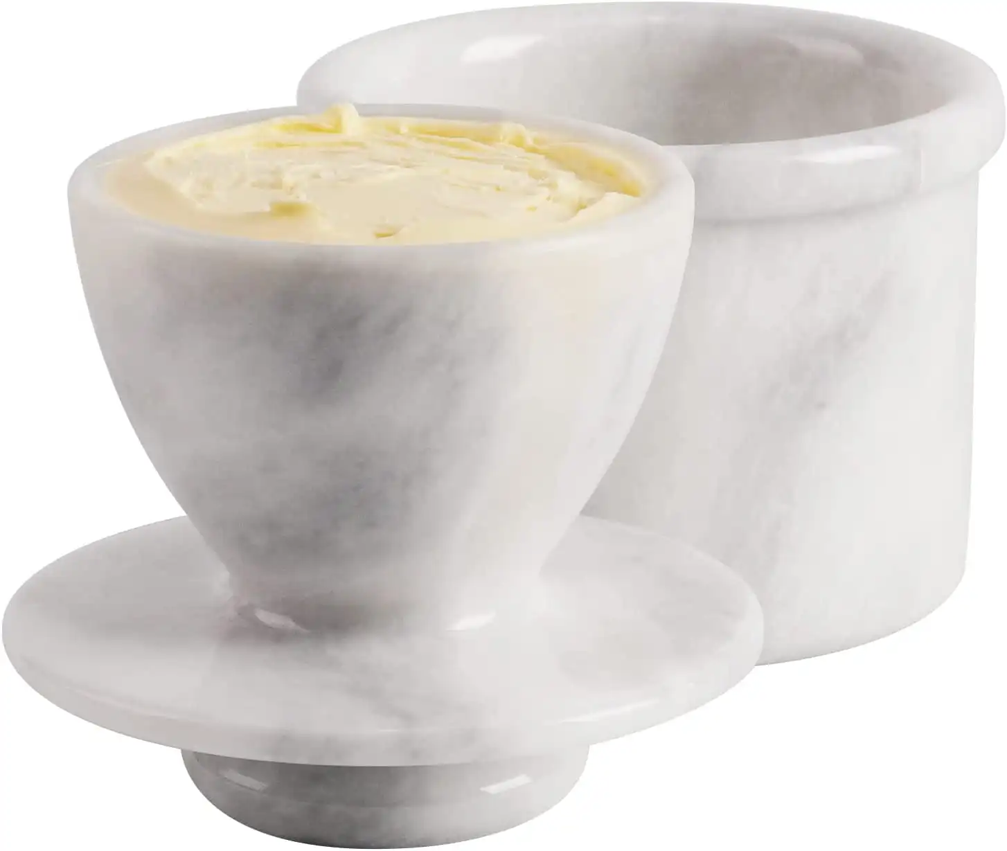 

Butter Dish Cover Pot White Handmade Marble French Butter Storage Crock Keeper for Kitchenware